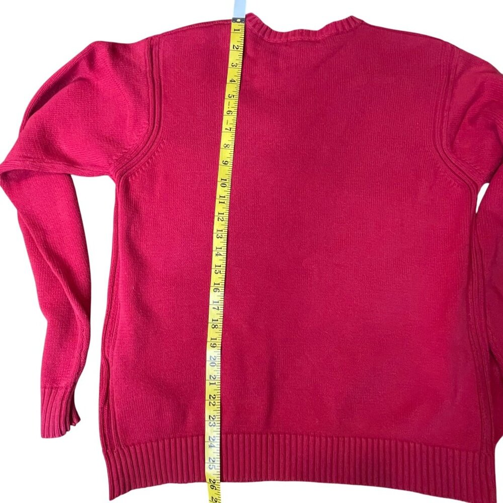 Nautica Men's Medium Red Cotton Sweater Crewneck Long Sleeve Logo Valentine - Picture 12 of 12